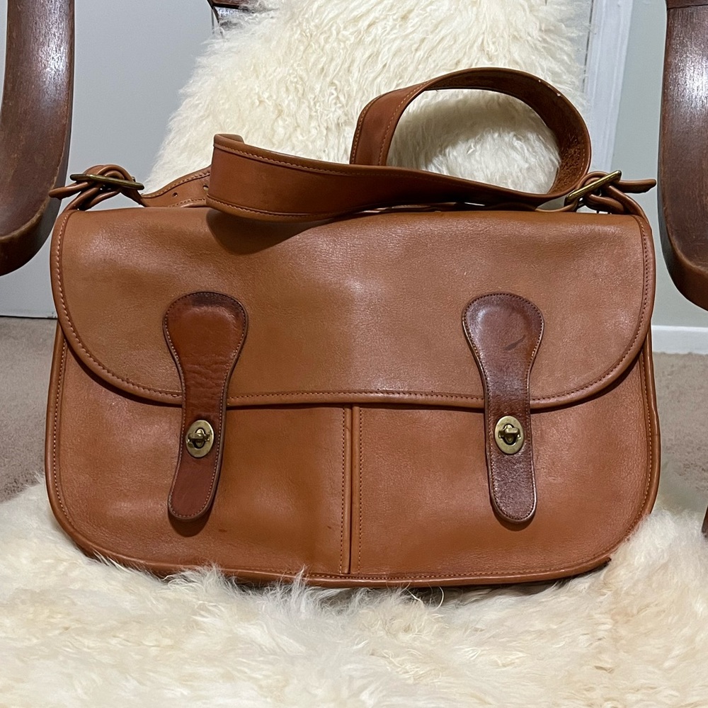 Vintage Coach NYC Carrier Messenger Shoulder Bag British Tan Rare